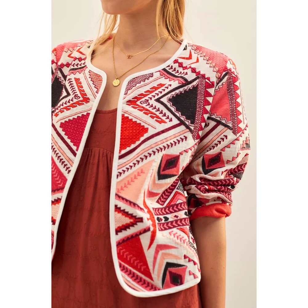 NWT Anthropologie Abstract Geo Quilted Jacket - XS, S - Picture 2 of 8